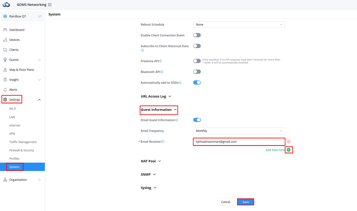 Xuất tự động về email