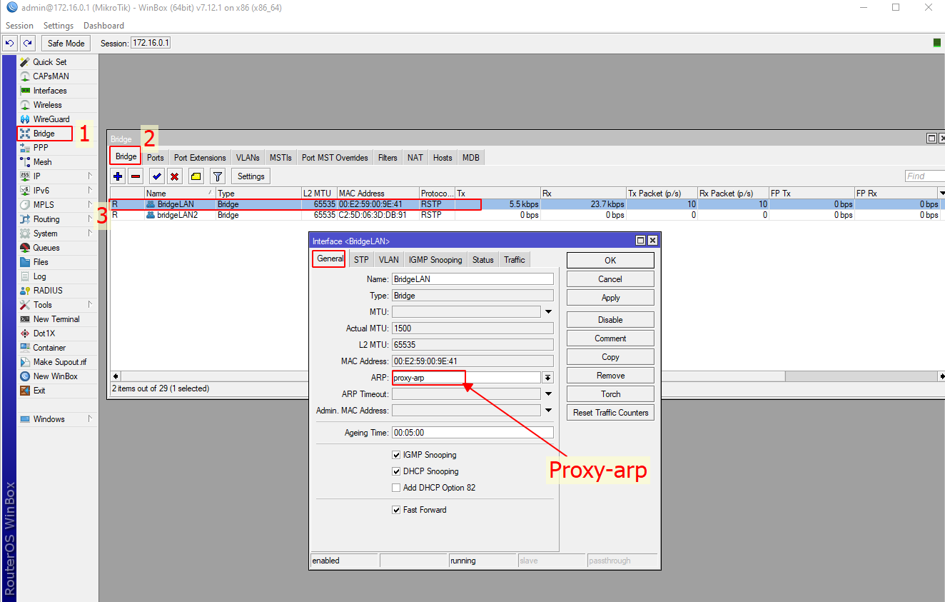 Chuyển đổi chế độ Proxy ARP