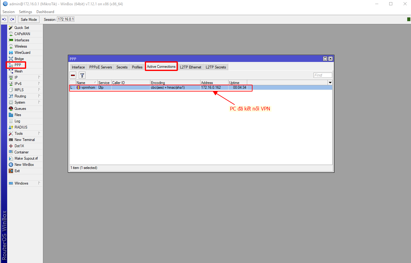 Trạng thái thiết bị kết nối trên router