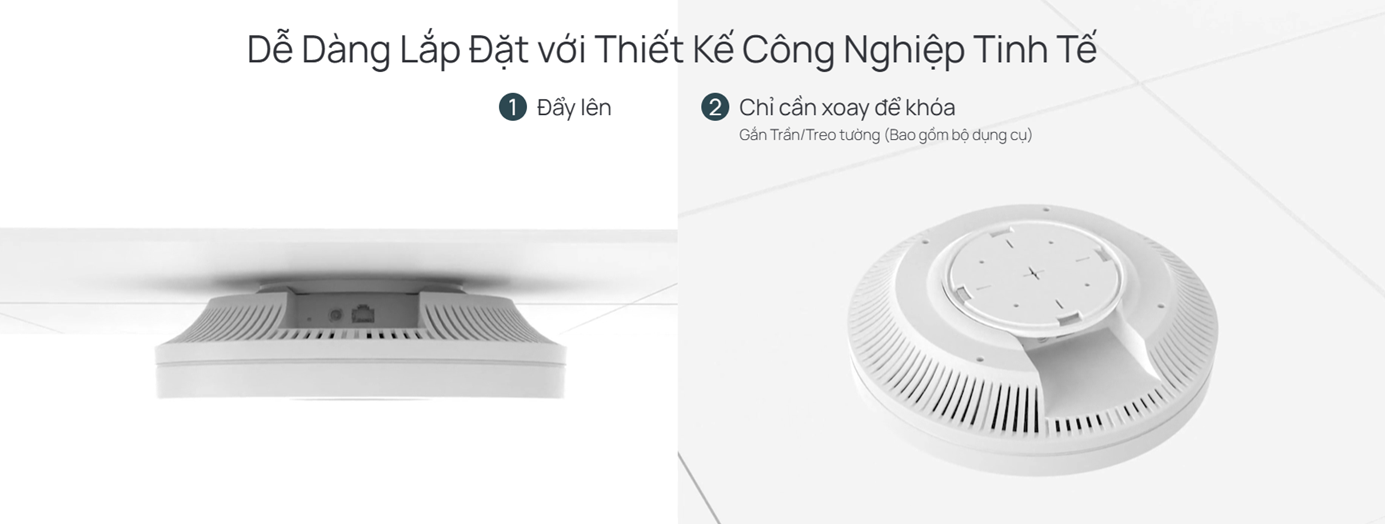 Thiết kế gắn trần và treo tường của WiFi TP-Link EAP610